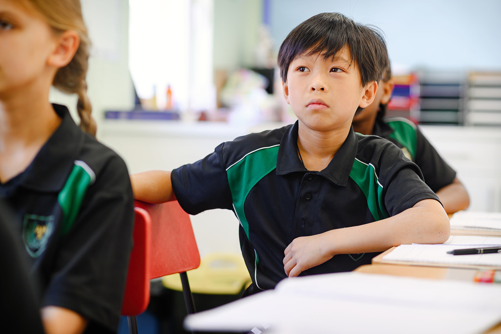 Young boy learning