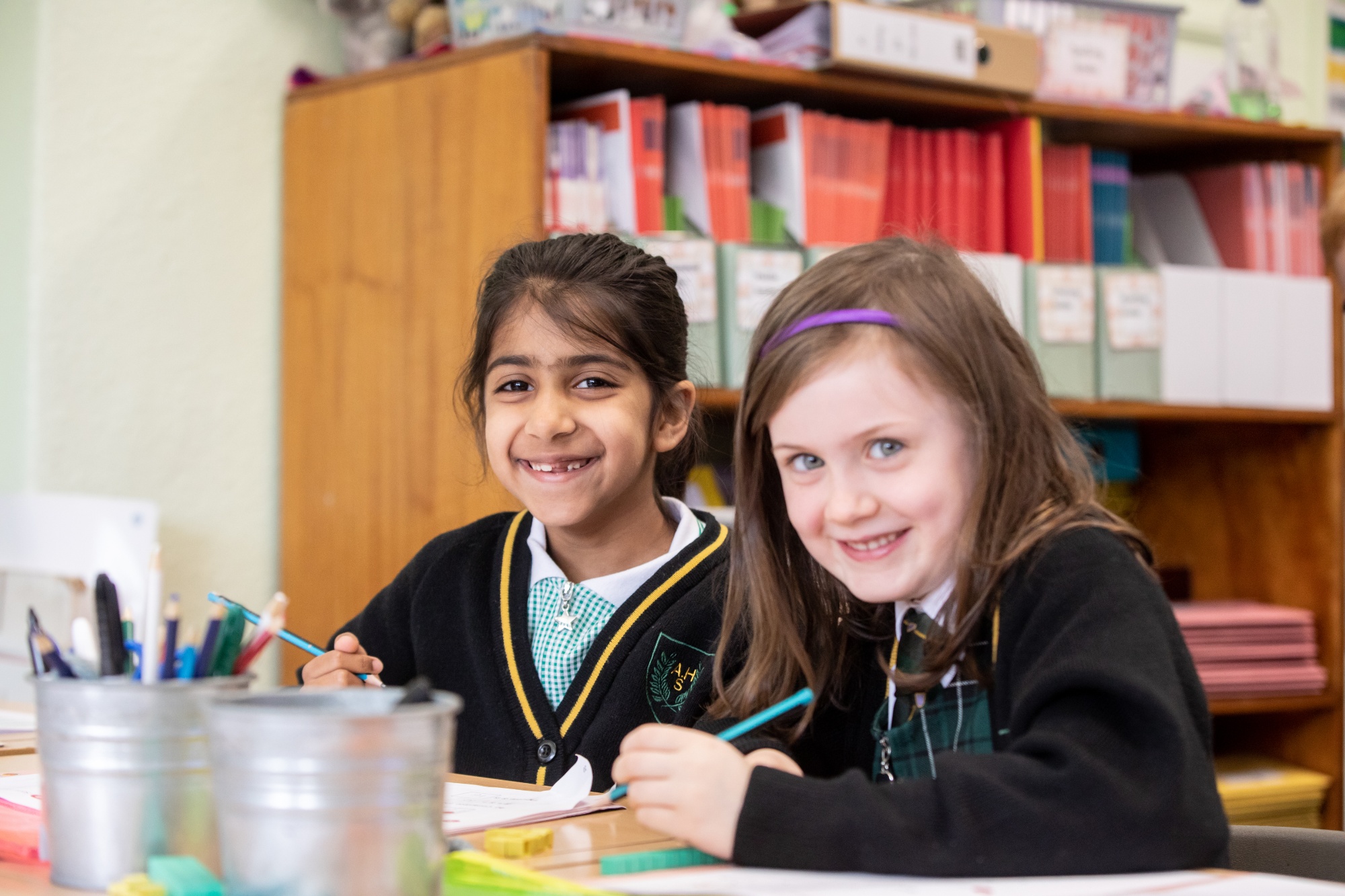 Lower prep school girls learning