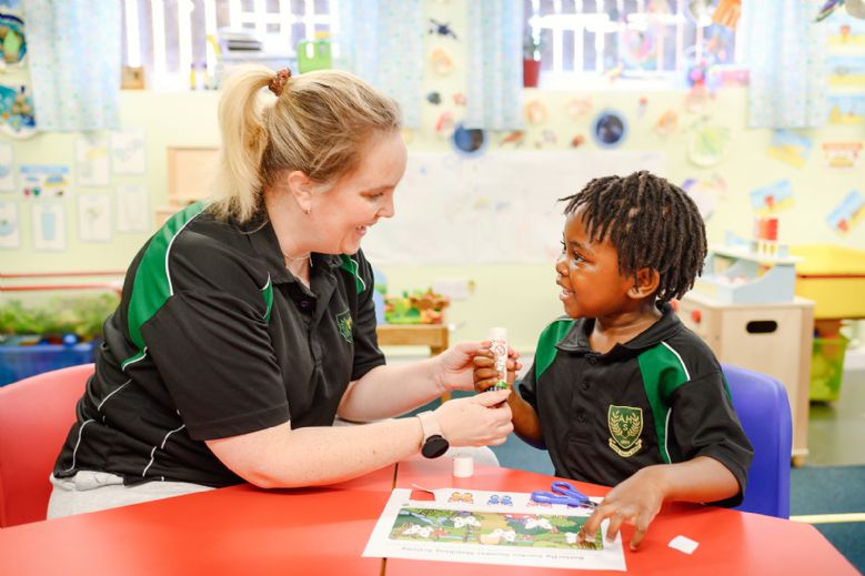 Teacher and child interacting